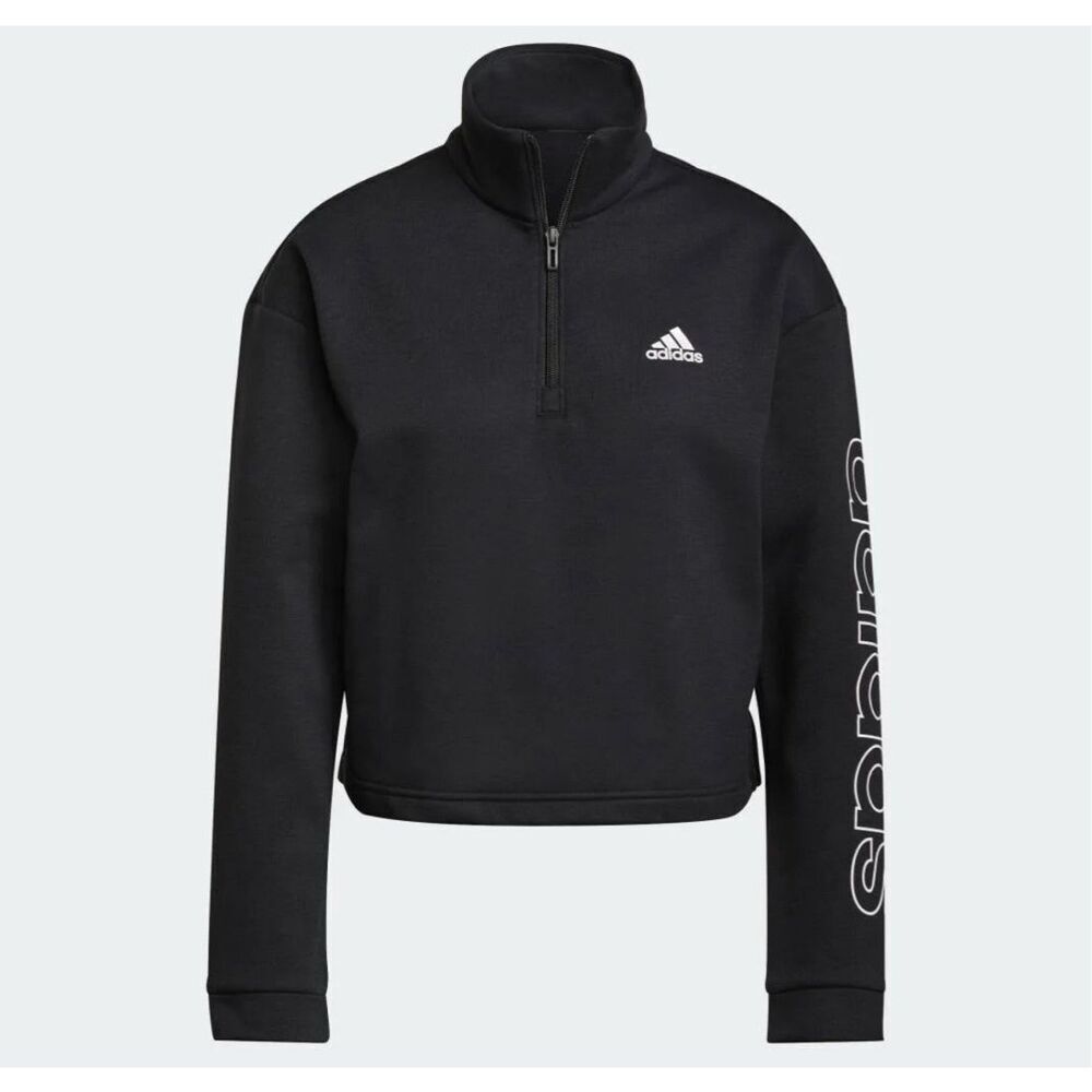 adidas Black Quarter-Zip Logo Sweatshirt